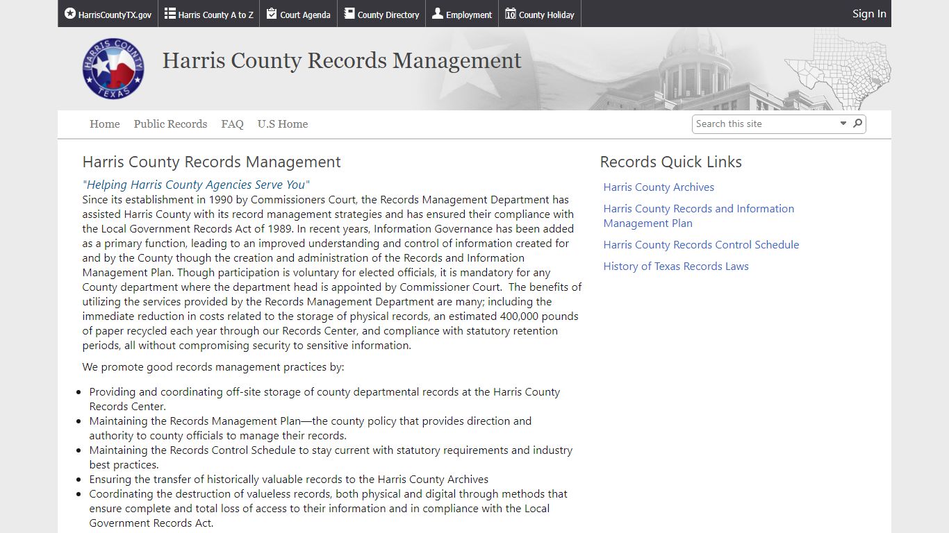Harris County, Texas - Records Management