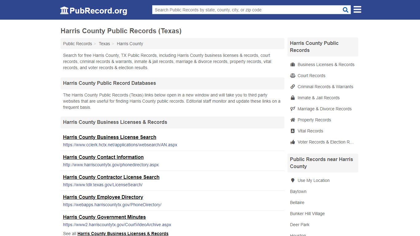 Free Harris County Public Records (Texas Public Records) - PubRecord.org